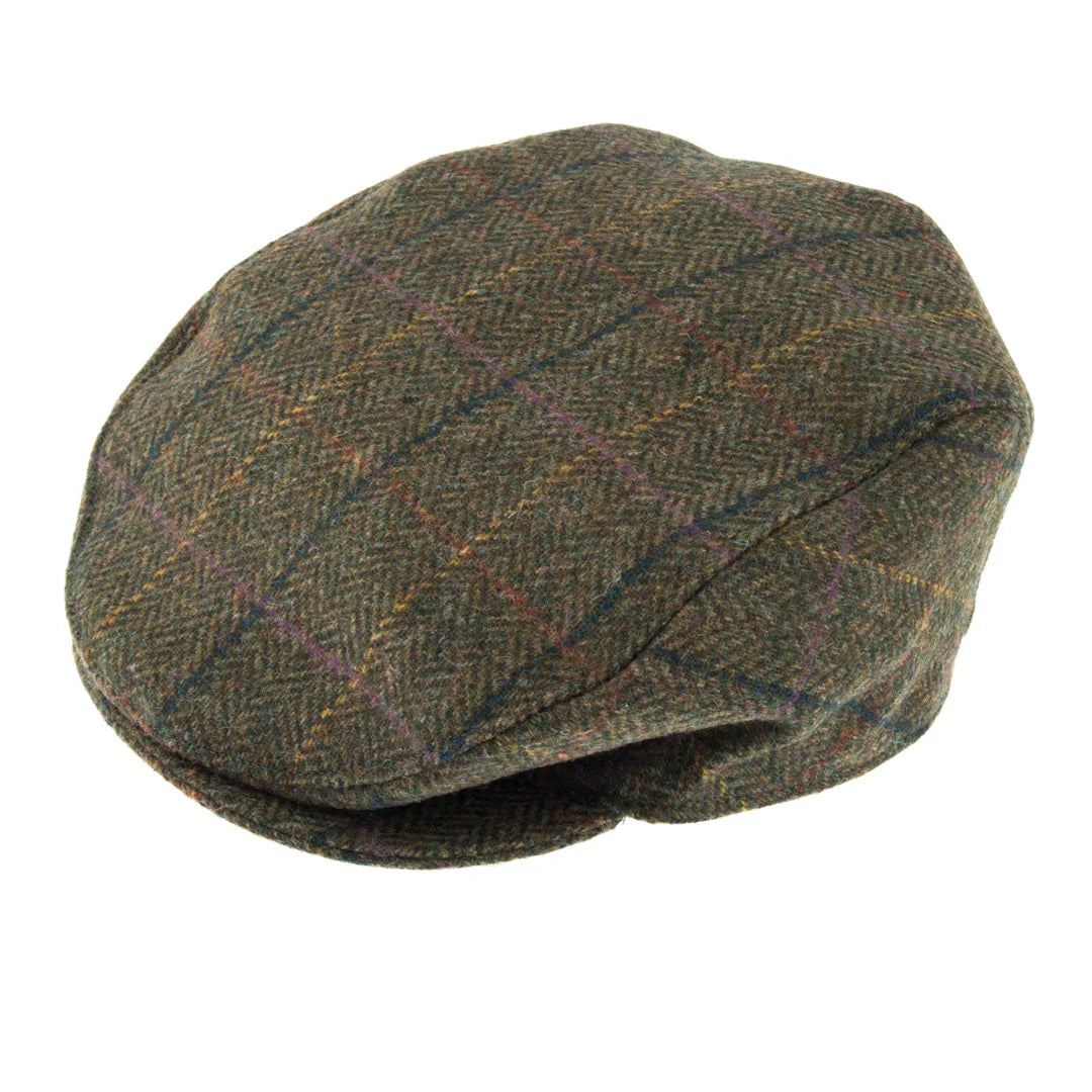 Abraham Moon Check Tweed Flat Cap (Fonthill)