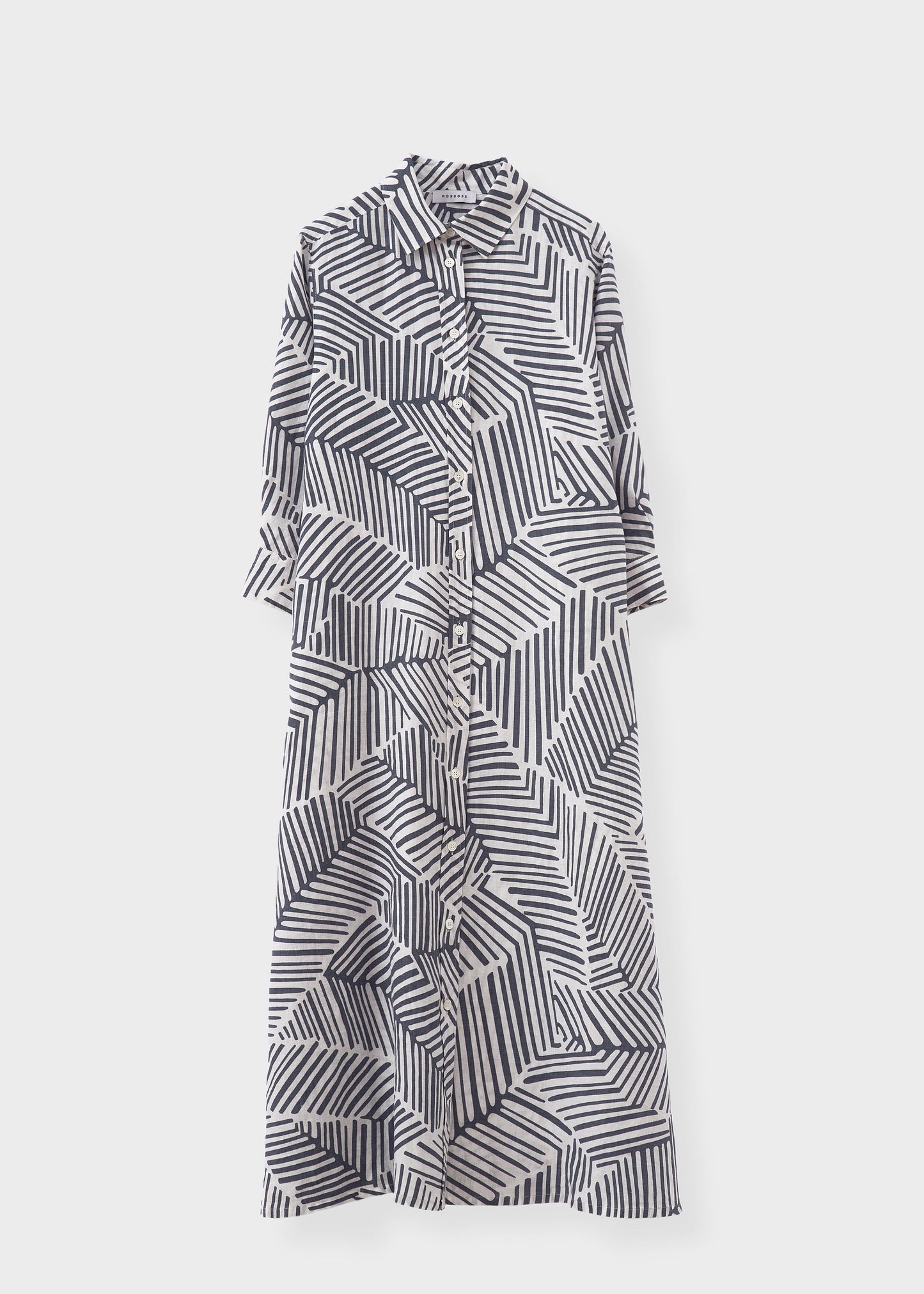 Rosso35 Linen Black Patterned Dress N1720