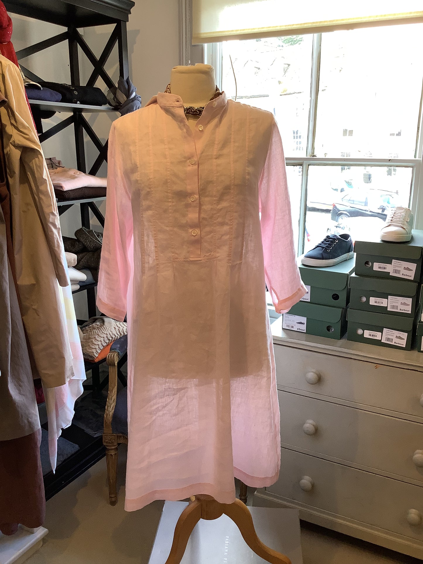 YC Milano 1020 Pink Linen Dress