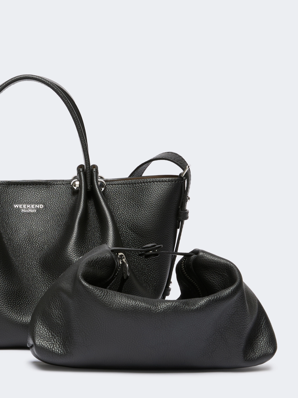 Small textured leather tote bag