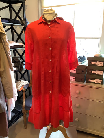YC Ladies Red Linen Dress