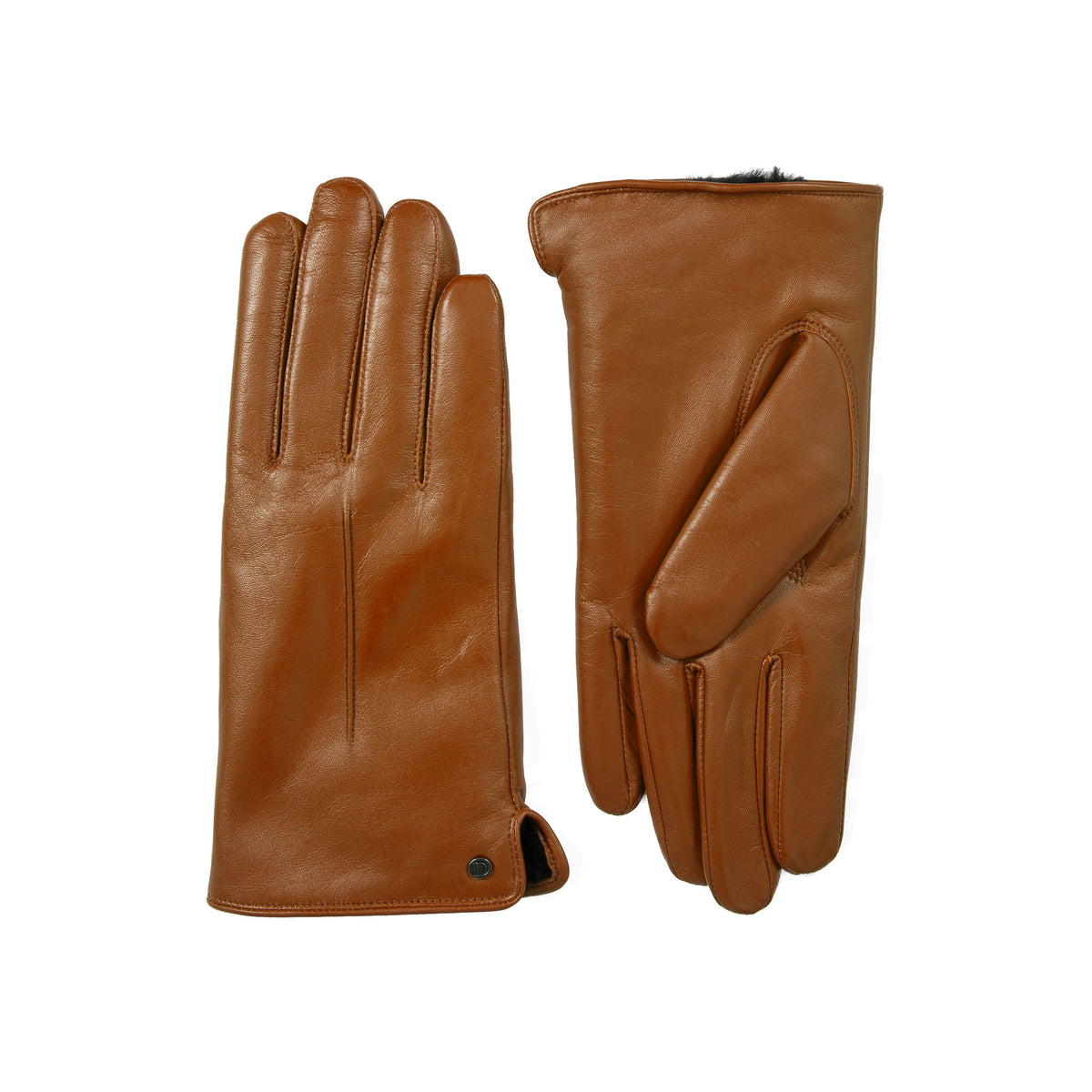 Touchscreen Single-Point Faux Fur-Lined Leather Gloves (Maria)