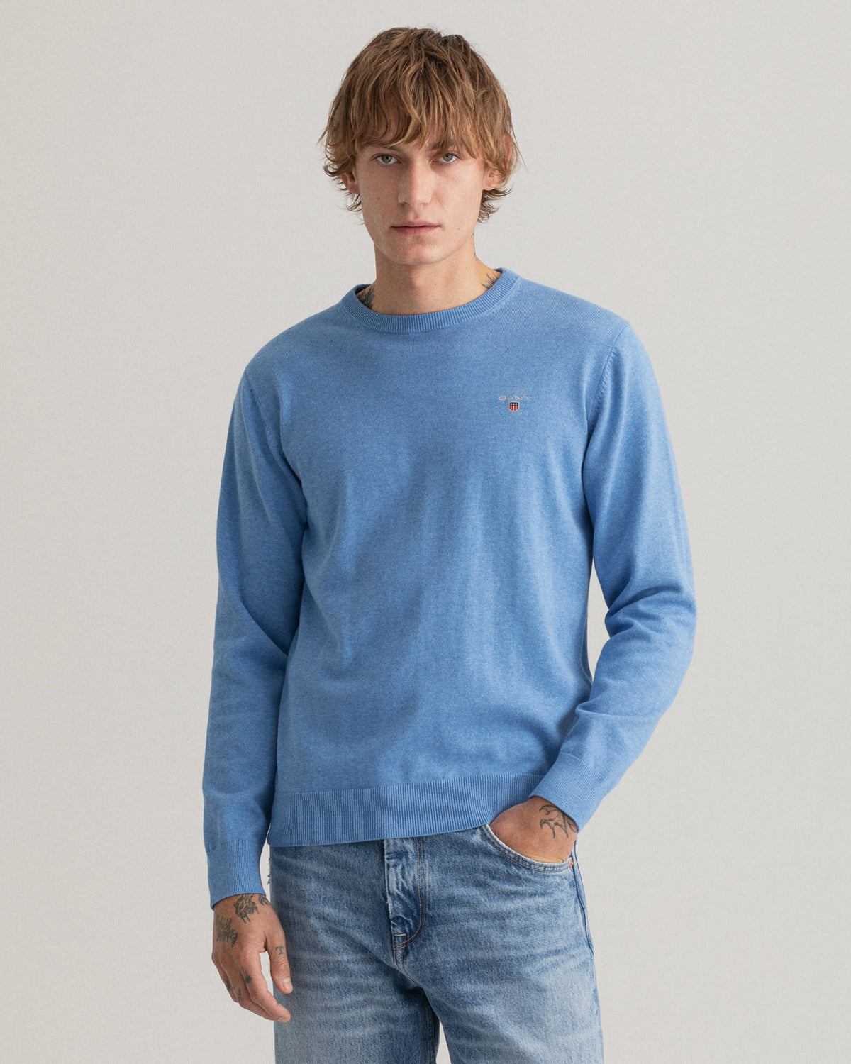 Gant Classic Cotton Crew Neck Sweater Men