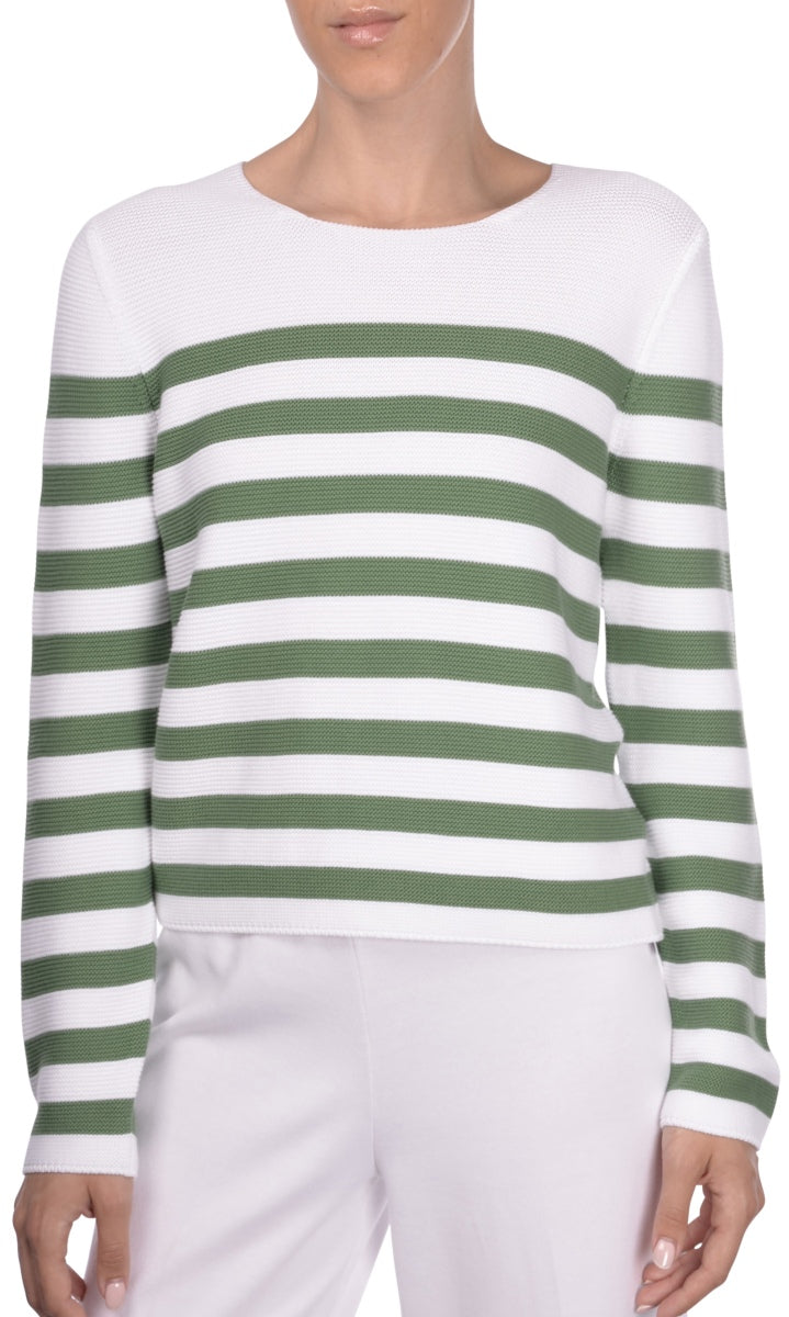 Gran Sasso Low Round Neck Stripe Sweater