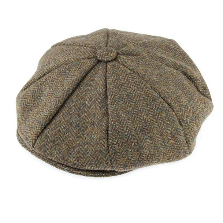 Abraham Moon Herringbone Tweed Newsboy Cap