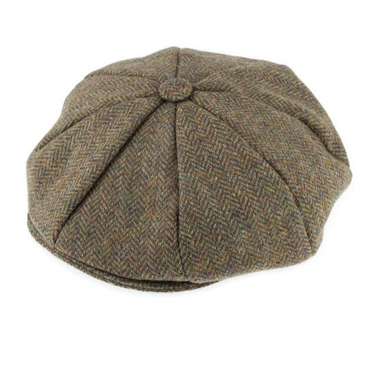 Abraham Moon Herringbone Tweed Newsboy Cap
