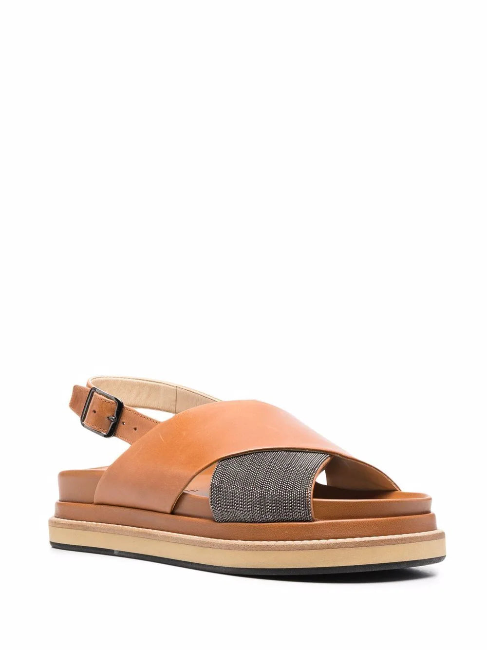 Fabiana Filippi Brass-Bead Crossover Sandals