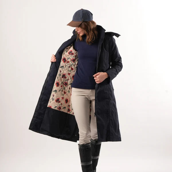 Eleanor Navy Quilted Waterproof Coat
