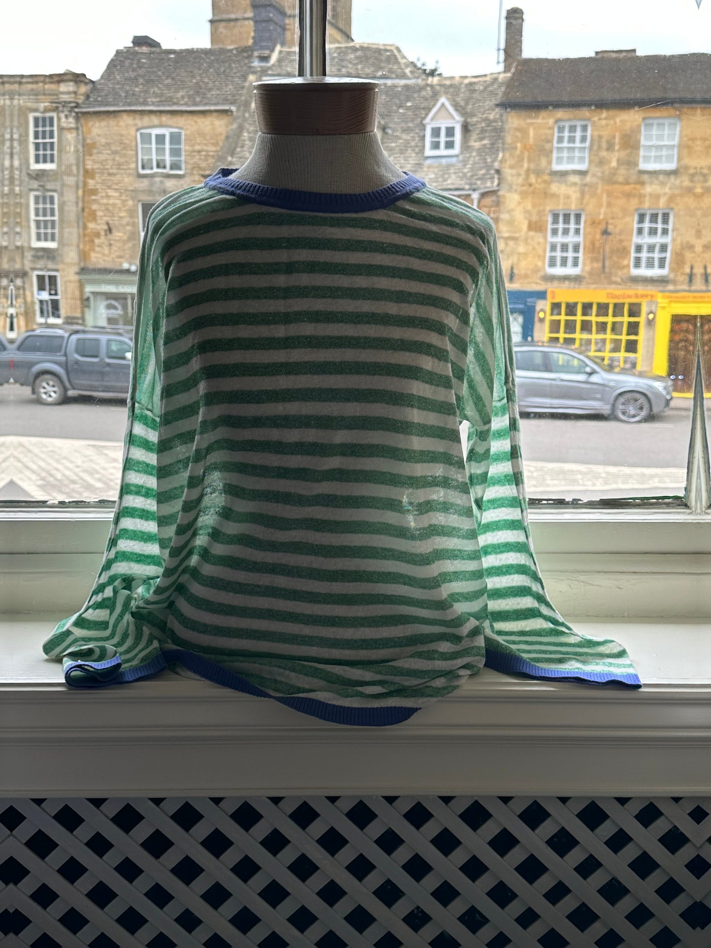 YC Milano WH1490 Green Stripe Sweater