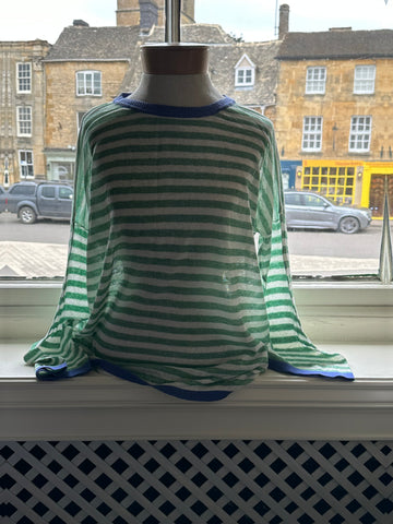 YC Milano WH1490 Green Stripe Sweater