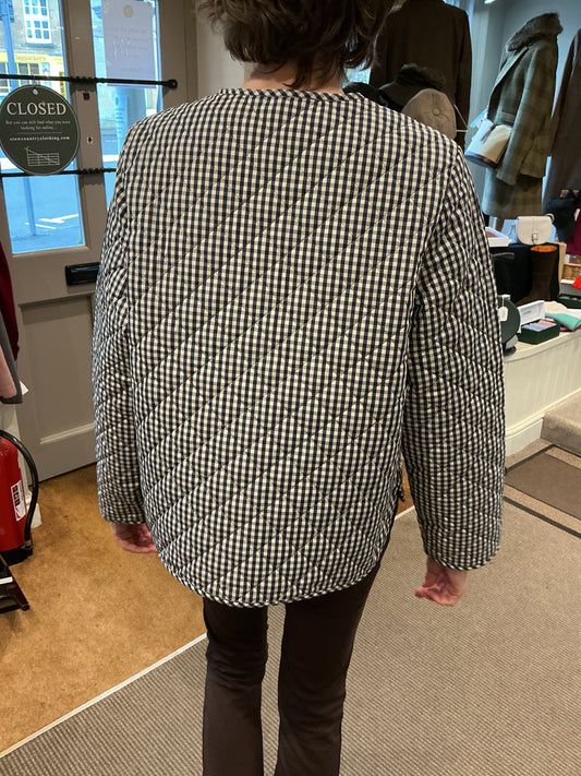 Barbour Cashel check collarless quilted jacket