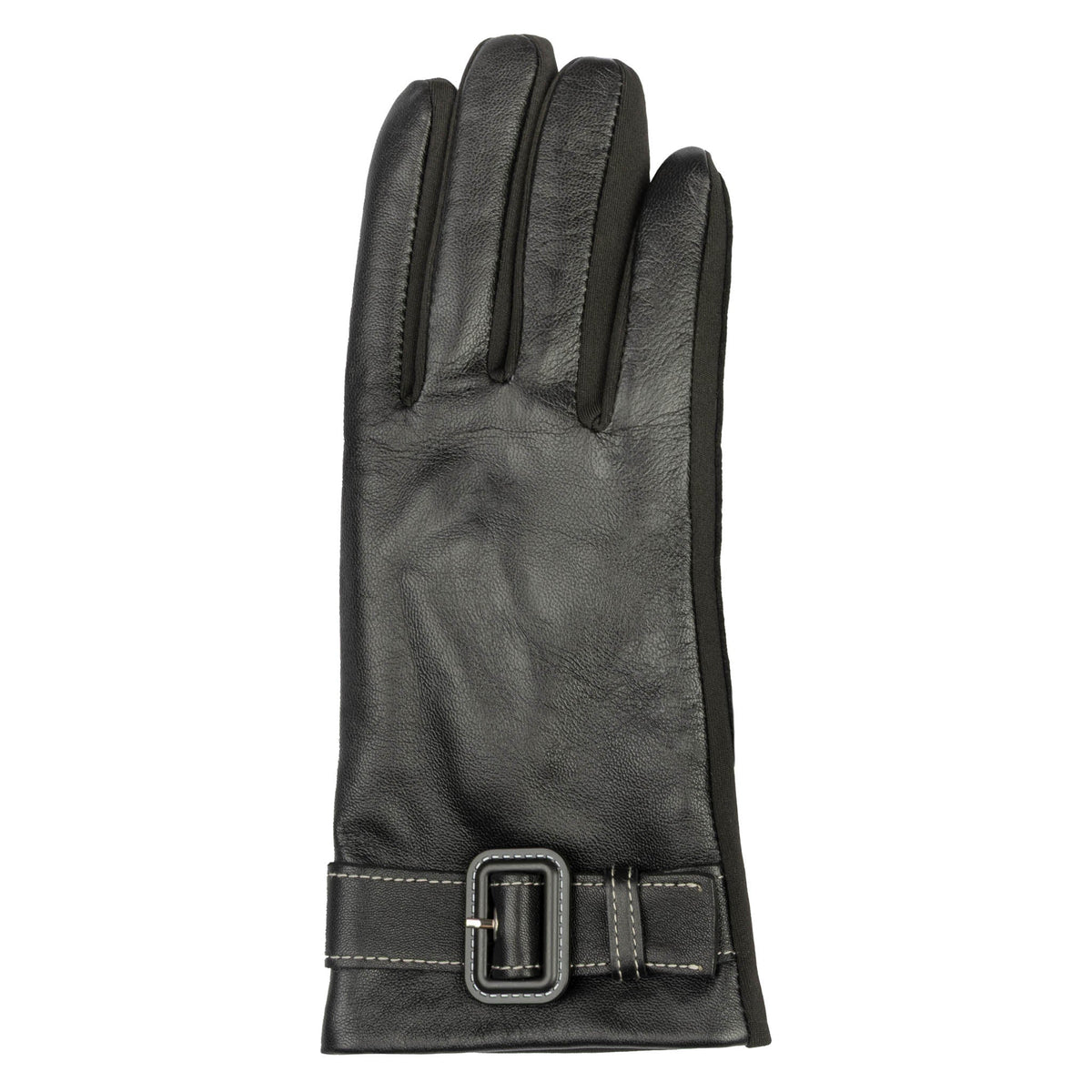 Water-Resistant Faux Silk-Lined Leather and Fabric Gloves