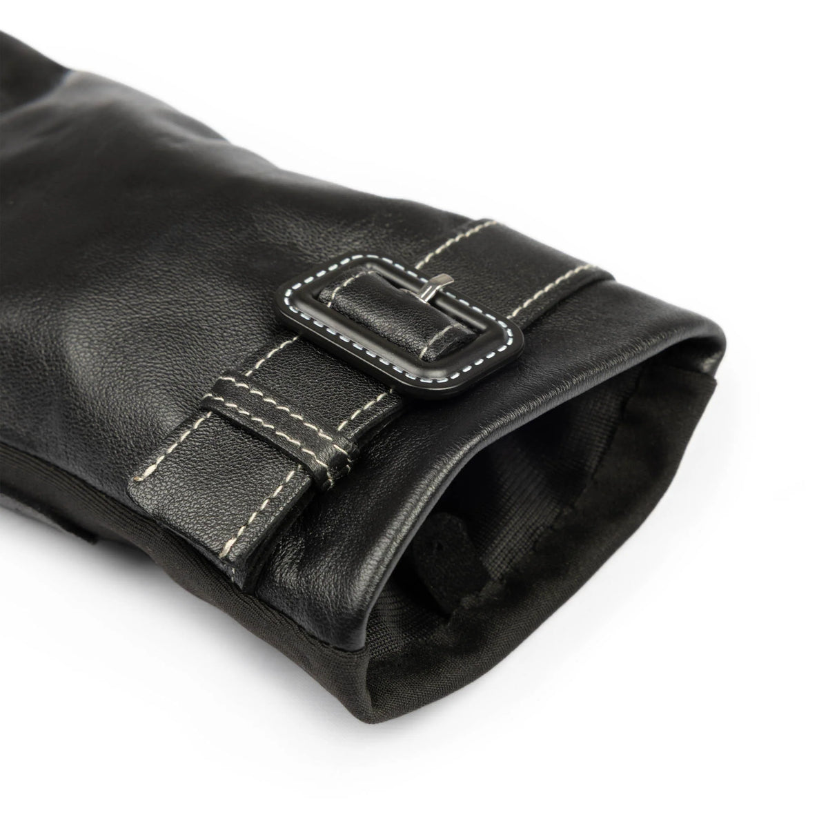 Water-Resistant Faux Silk-Lined Leather and Fabric Gloves