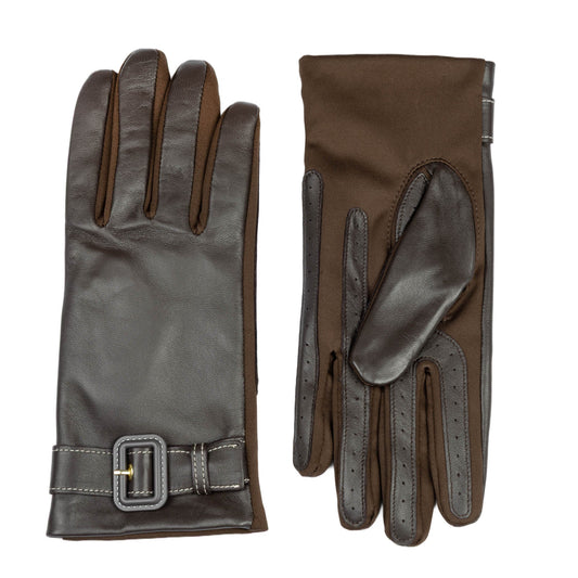 Water-Resistant Faux Silk-Lined Leather and Fabric Gloves