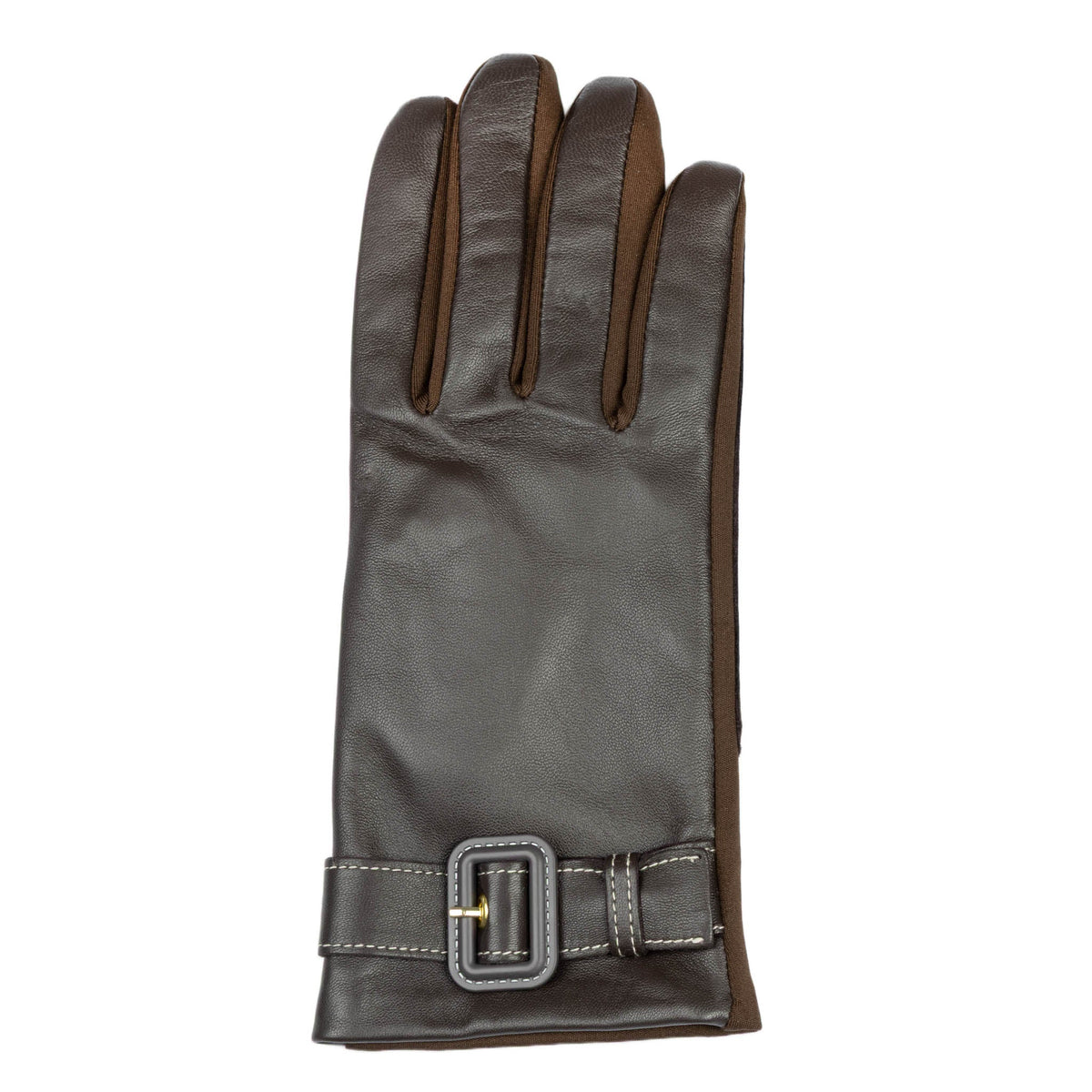 Water-Resistant Faux Silk-Lined Leather and Fabric Gloves