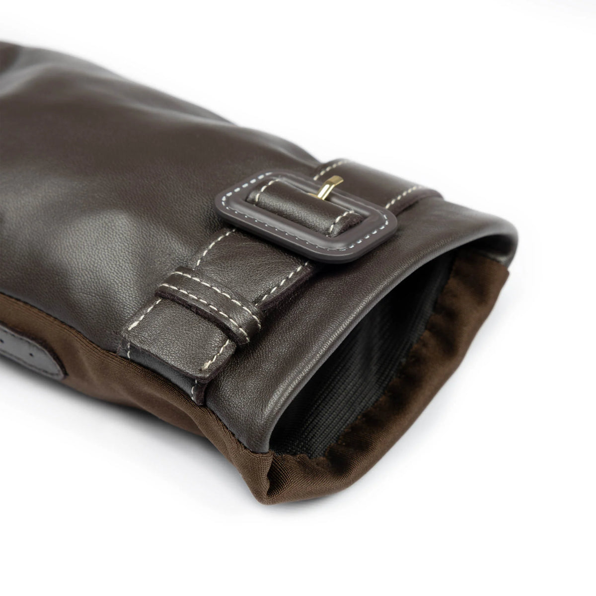 Water-Resistant Faux Silk-Lined Leather and Fabric Gloves