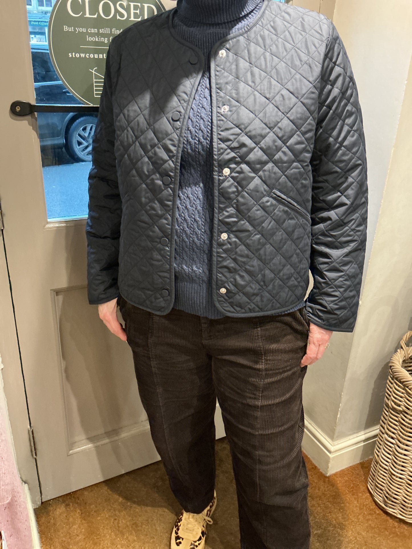 Barbour Cashel collarless quilted jacket
