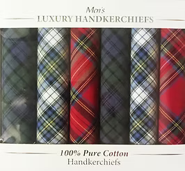 Le Chateau 6 Box Tartan Handkerchiefs