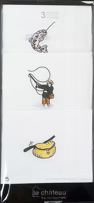Le Chateau 3 Box Embroidered Fishing Handkerchiefs