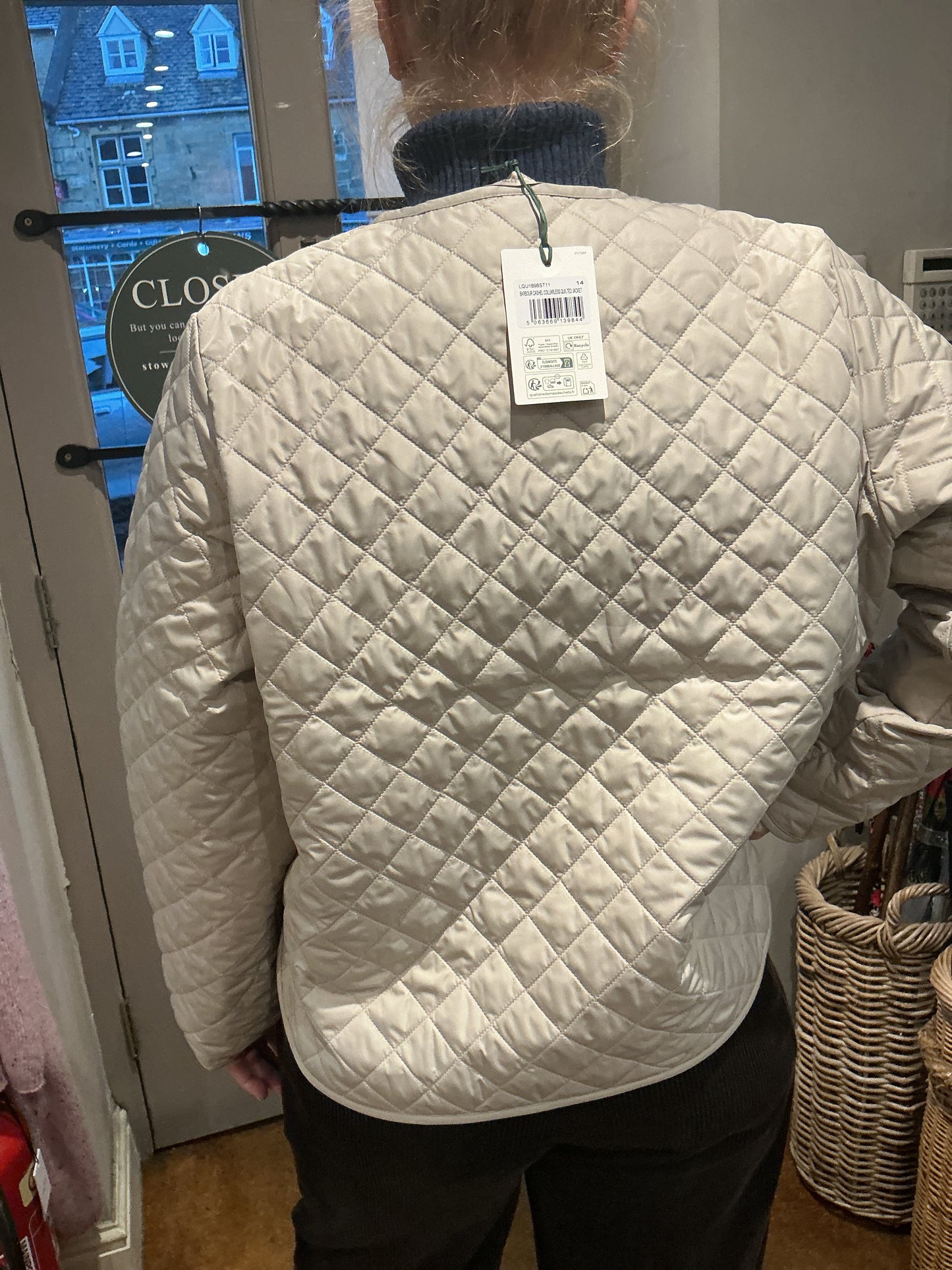 Barbour Cashel collarless quilted jacket