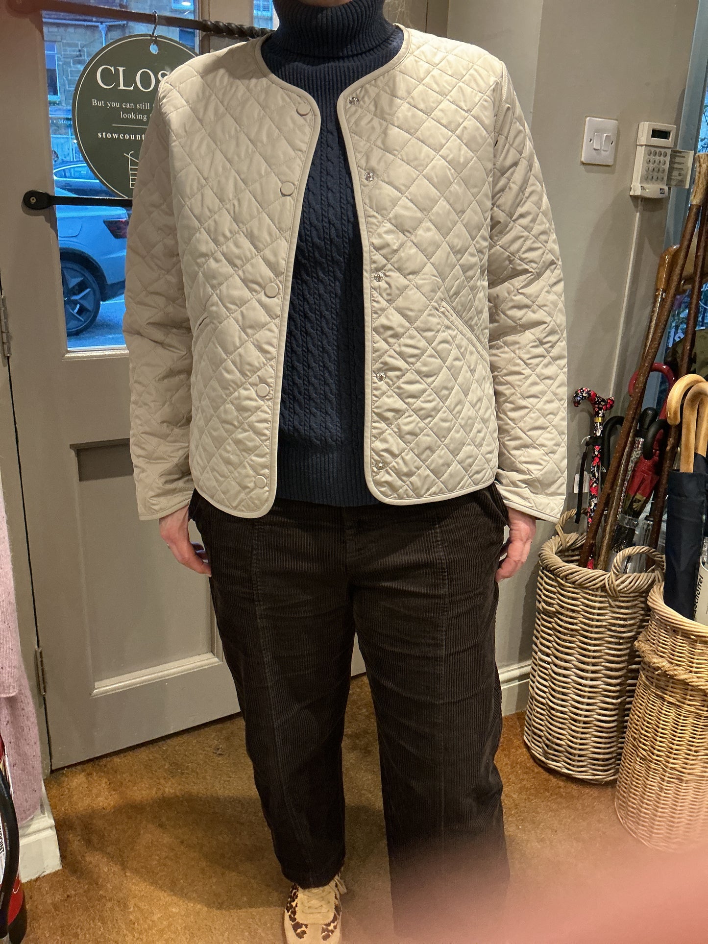 Barbour Cashel collarless quilted jacket