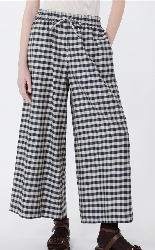 Cotton and ramie Batavia trousers - Navy