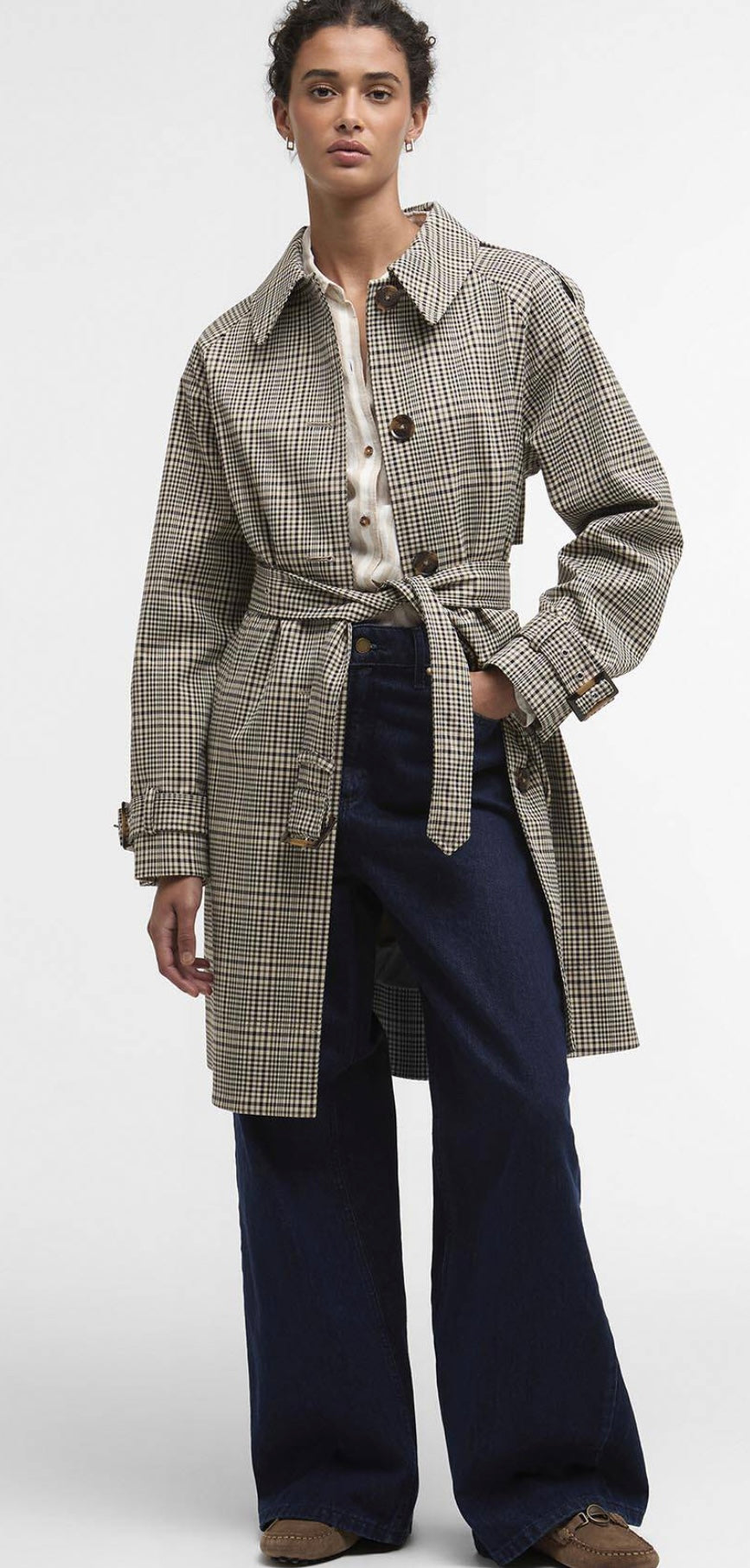 Barbour Maia check Trench Coat