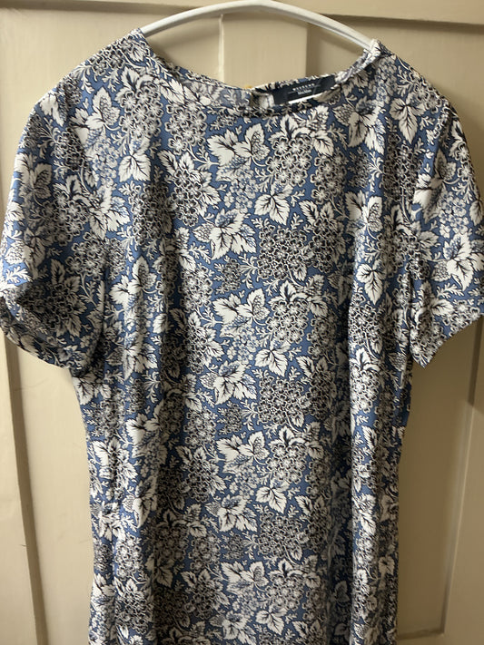 Maxmara Crespo Blue Floral Silk Dress