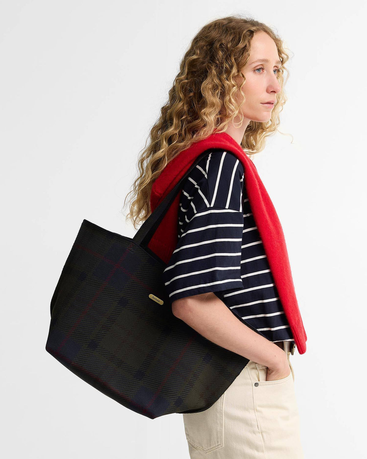 Layla Tartan Large Tote Bag Shadow Tartan