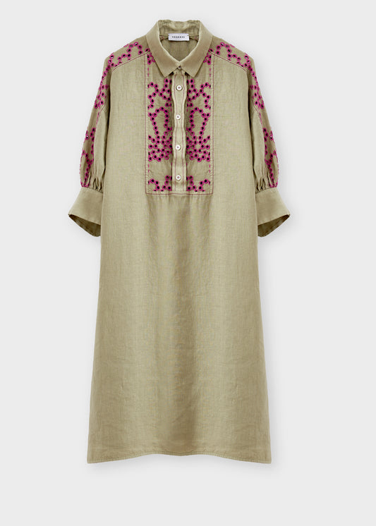 rosso35 linen dress Garment-dyed linen shirt dress cornflower - Made in Italy