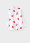 Rosso 35 White linen Flower blouse N1726BR