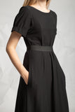 Les Filles d'ailleurs black round neck v back  dress