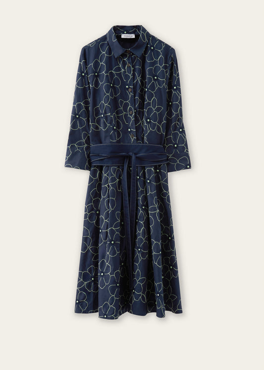 Rosso35 Embroidered Shirt Dress with Belt
