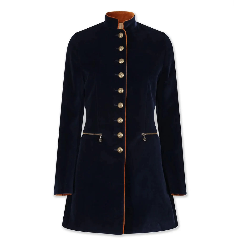 Welligogs Seville Navy Velvet Coat - Main Image