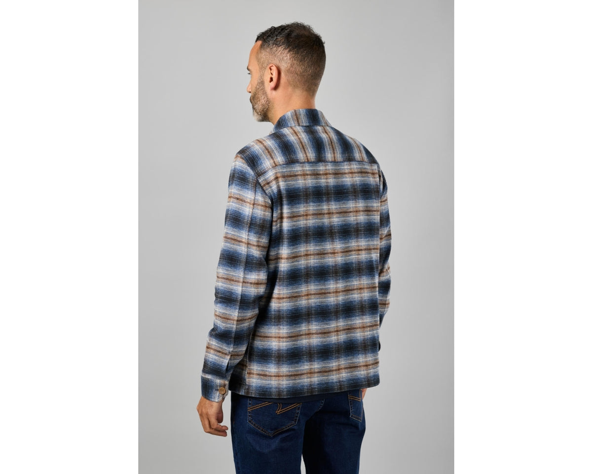 Check Flannel Overshirt - Marl Blue