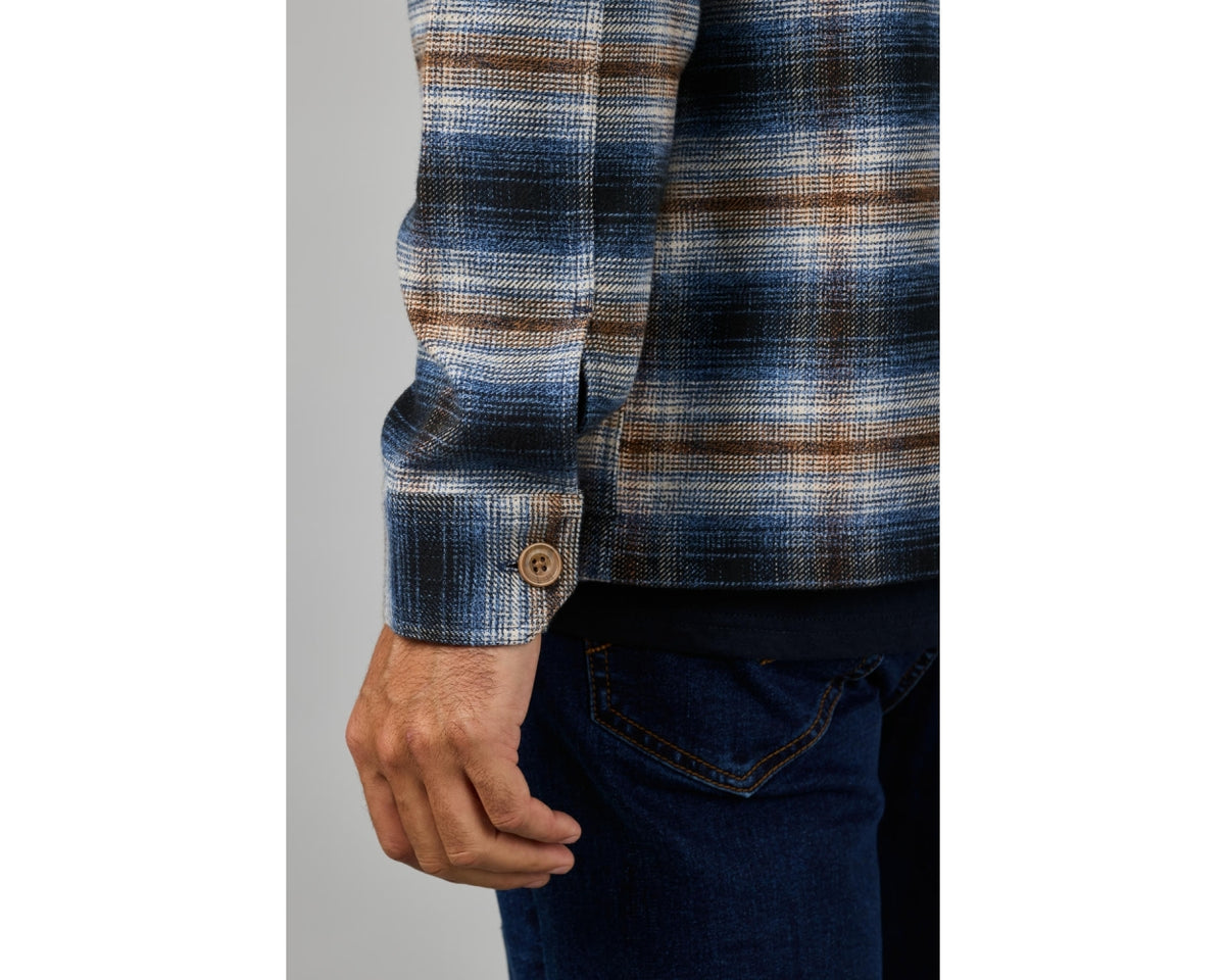 Check Flannel Overshirt - Marl Blue