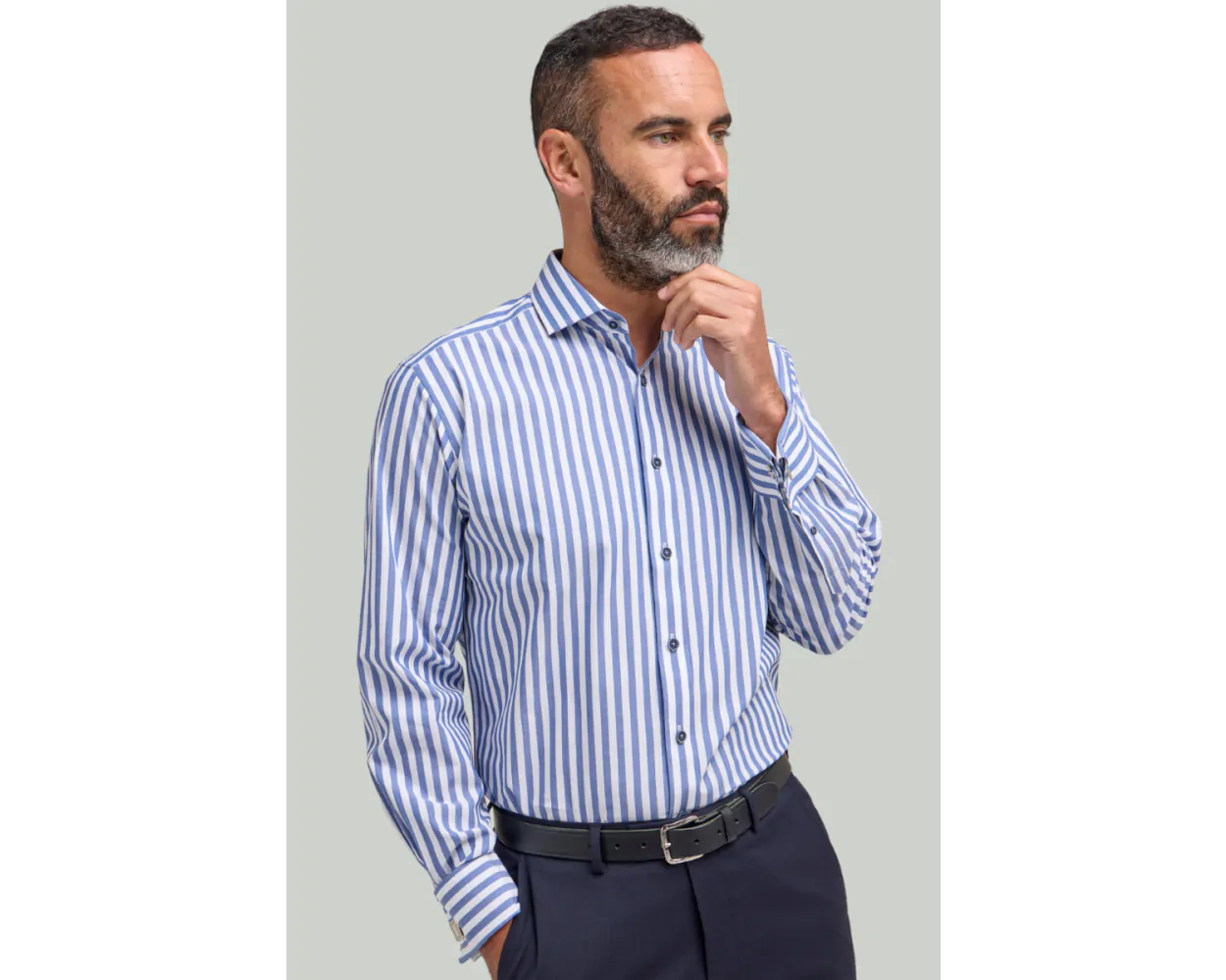 Double Two Double Cuff Cotton Stripe Shirt