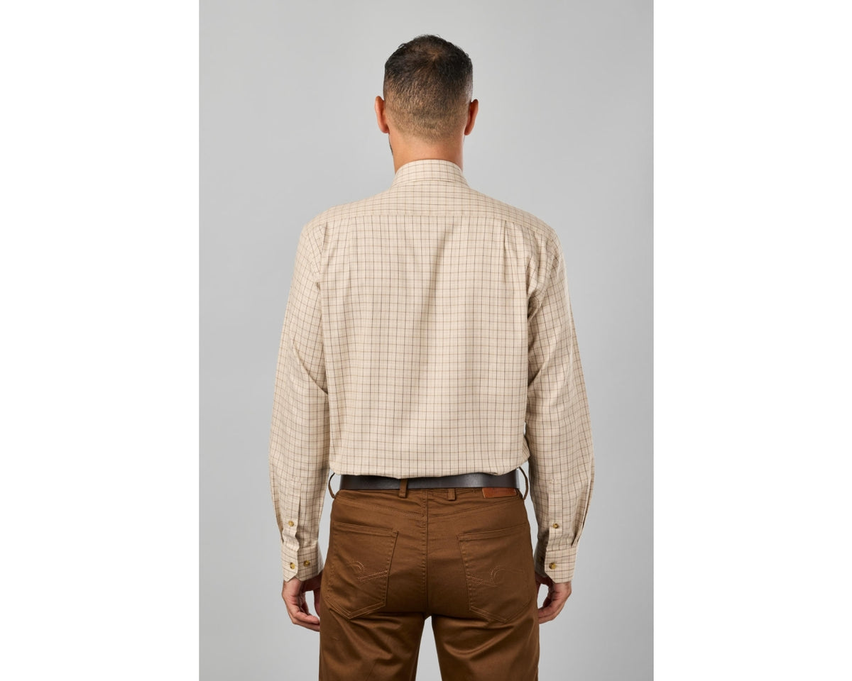 Micro Check Formal Long Sleeve Shirt - Brown