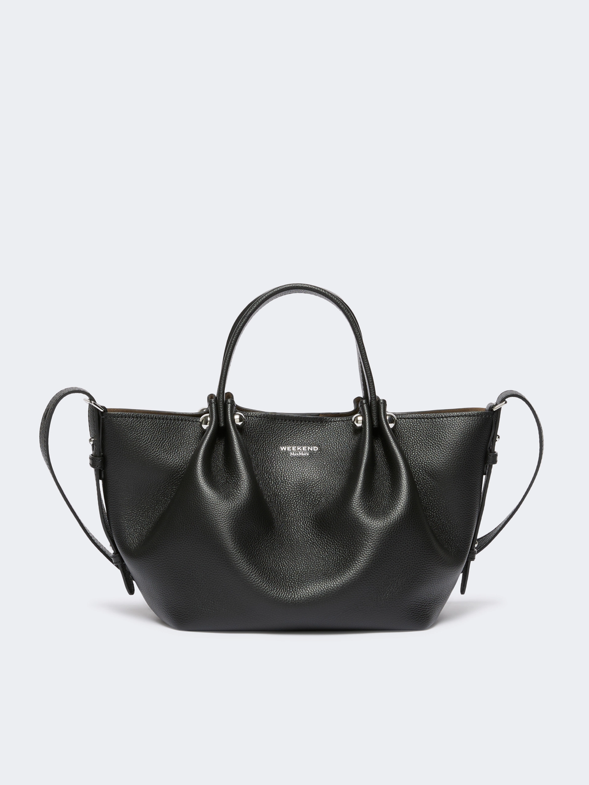 Small textured leather tote bag