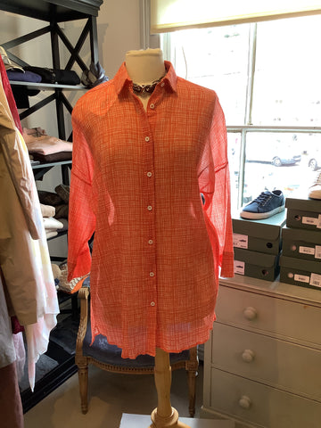 YC Milano 1505 Orange Silk/Cotton Shirt