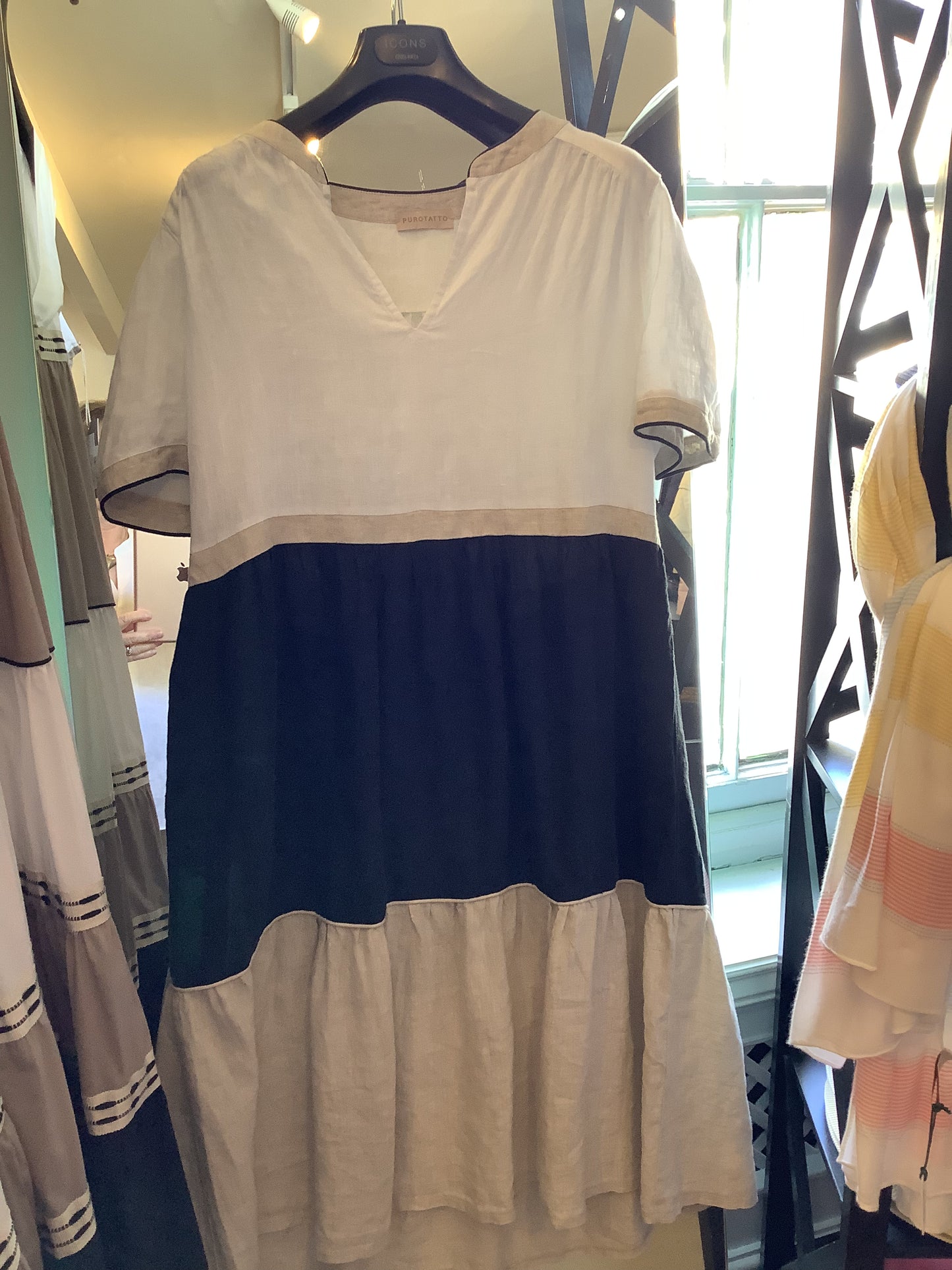 Purotatto Tiered Linen Dress