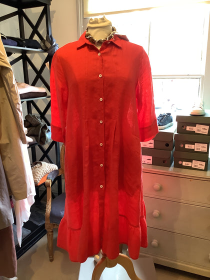 YC Ladies Red Linen Dress