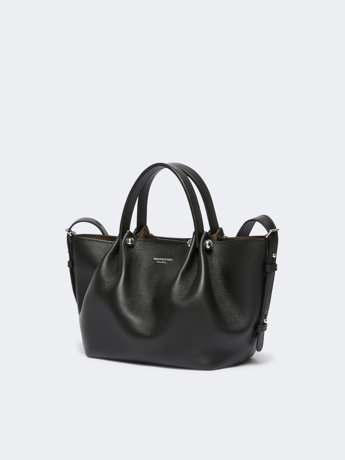 Small textured leather tote bag