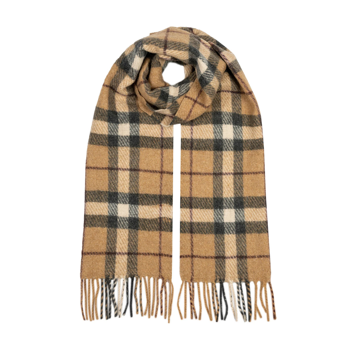 Plaid Check Scarf with Tassels