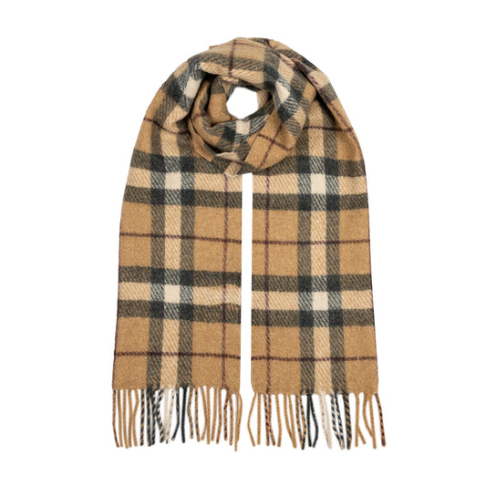 Plaid Check Scarf with Tassels