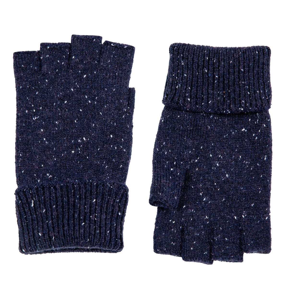 Men's Fingerless Knitted Gloves with Marl Yarn - Lymington