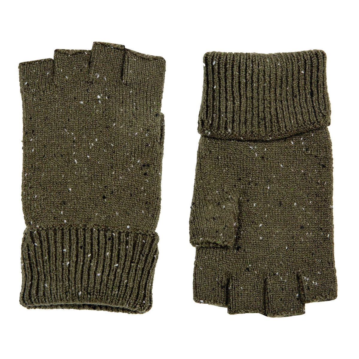 Men's Fingerless Knitted Gloves with Marl Yarn - Lymington
