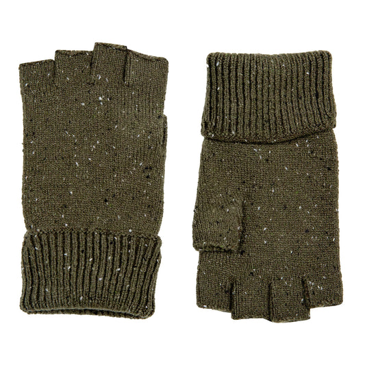 Men's Fingerless Knitted Gloves with Marl Yarn - Lymington
