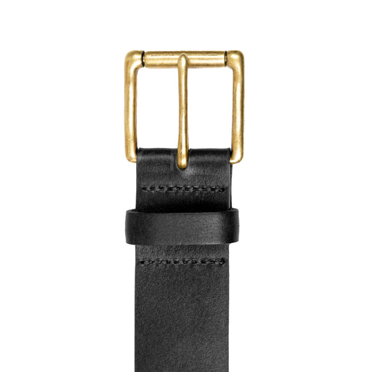 Heritage Lined Full-Grain Leather Belt with Antique Brass Buckle