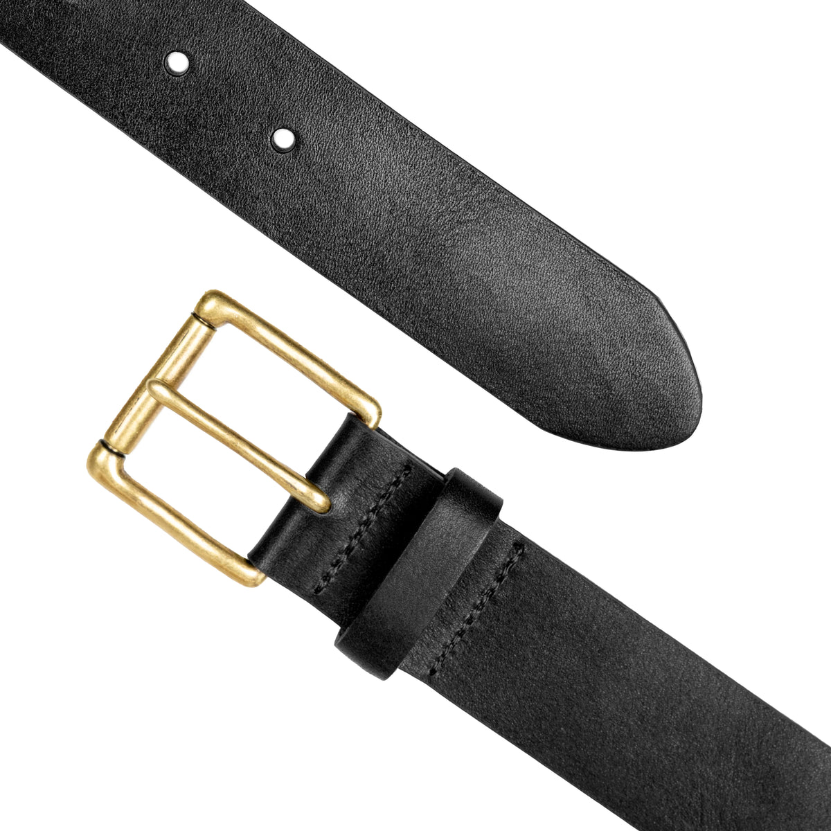 Heritage Lined Full-Grain Leather Belt with Antique Brass Buckle